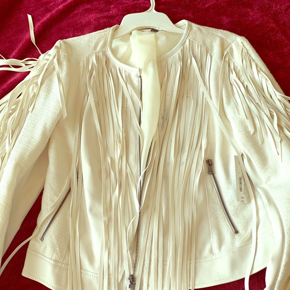 Fringe Twill Leather Jacket